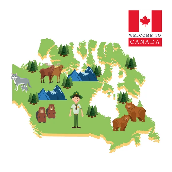 Erdei állatok. Kanada ikonra. rajzfilm design. Colorfull illustrat — Stock Vector