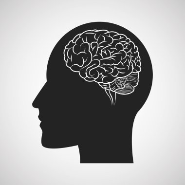 Beyin tasarım. organ simgesi. Düz illüstrasyon, vektör grafiği