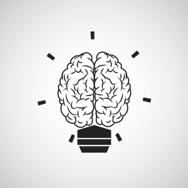 Beyin tasarım. organ simgesi. Düz illüstrasyon, vektör grafiği