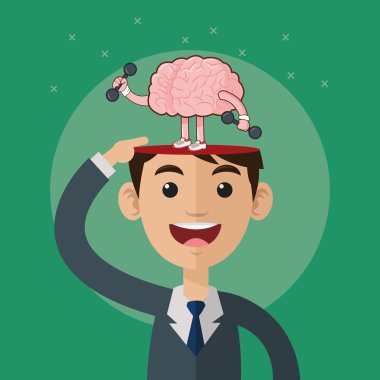 Beyin tasarım. organ simgesi. Düz illüstrasyon, vektör grafiği