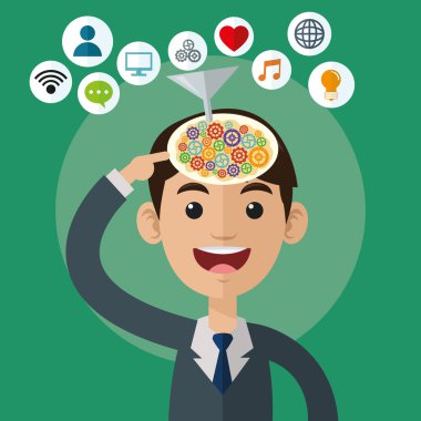 Beyin tasarım. organ simgesi. Düz illüstrasyon, vektör grafiği