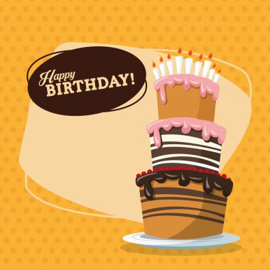 Mutlu doğum günü tasarım. Retro illüstrasyon. Derma grafiği