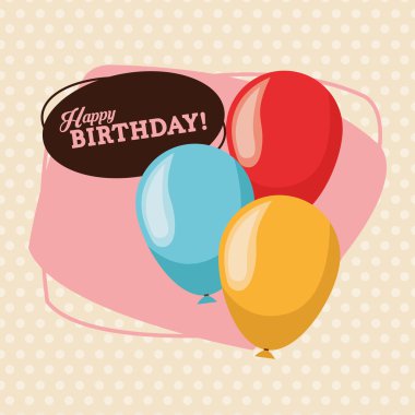 Mutlu doğum günü tasarım. Retro illüstrasyon. Derma grafiği