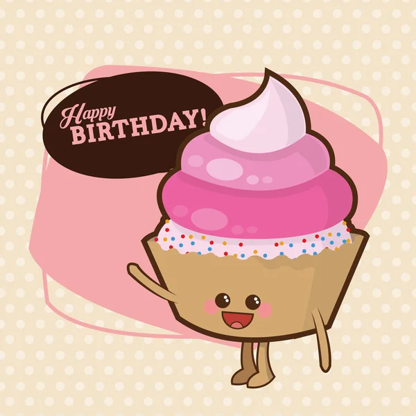 Design feliz aniversário. Ícone de cupcake. Gráfico colorido —  Vetores de Stock
