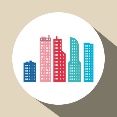 Şehir tasarım. Bina simgesi. İzole illüstrasyon