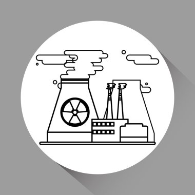 Endüstri tasarımı. Fabrika simgesi. Düz illüstrasyon
