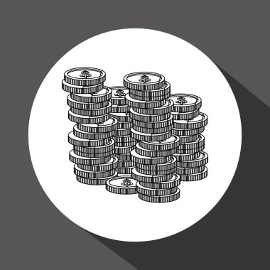 Para tasarım. Mali madde simgesi. Beyaz arka plan, izole esnaf