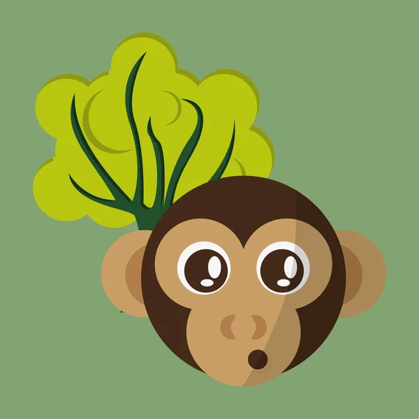 Állati design. majom ikonra. Elszigetelt illusztráció, fehér backgro — Stock Vector