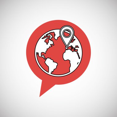 Merkezi tasarım ara. Küresel iletişim. Düz illüstrasyon,