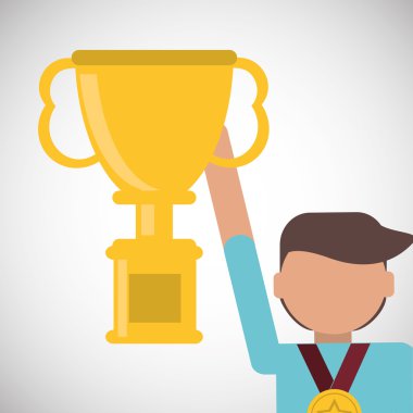 Başarı tasarım. Kazanan simgesi. Düz illüstrasyon, vektör grafiği