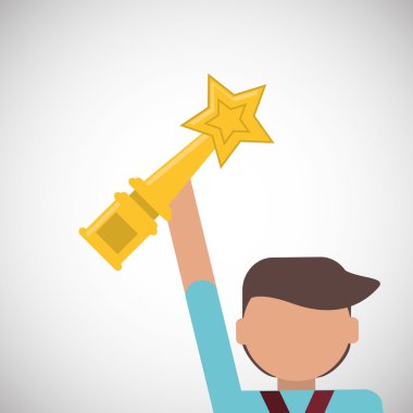 Başarı tasarım. Kazanan simgesi. Düz illüstrasyon, vektör grafiği