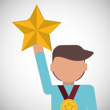 Başarı tasarım. Kazanan simgesi. Düz illüstrasyon, vektör grafiği