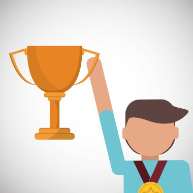 Başarı tasarım. Kazanan simgesi. Düz illüstrasyon, vektör grafiği