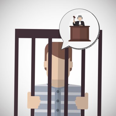 Hukuk tasarım. Adalet simgesi. Düz illüstrasyon, vektör grafiği