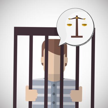 Hukuk tasarım. Adalet simgesi. Düz illüstrasyon, vektör grafiği