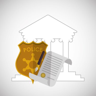 Hukuk tasarım. Adalet simgesi. Düz illüstrasyon, vektör grafiği