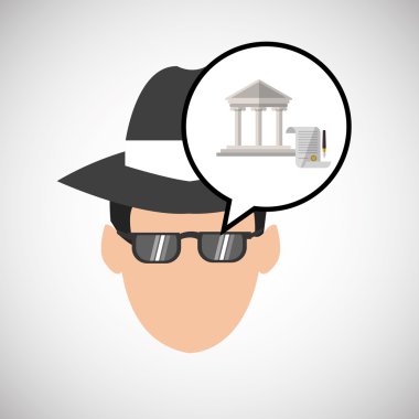 Hukuk tasarım. Adalet simgesi. Düz illüstrasyon, vektör grafiği