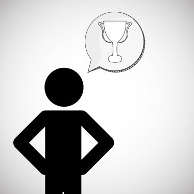 Kazanan tasarım. Başarı simgesi. Düz illüstrasyon, vektör grafiği