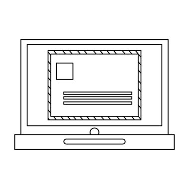 Zarf, vektör çizim ile dizüstü bilgisayar