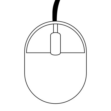 siyah çizgi bilgisayar fare, vektör çizim