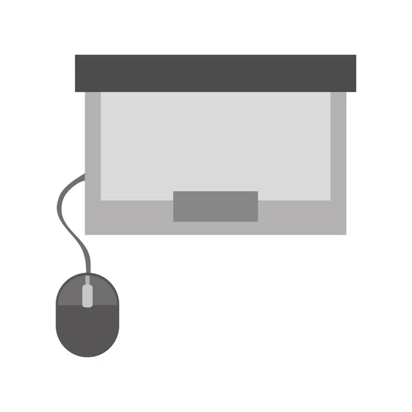 Ordinateur portable avec vue de dessus de la souris, illustration vectorielle — Image vectorielle