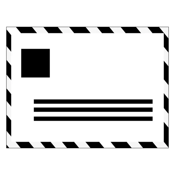 Черно-белый почтовый конверт, векторная иллюстрация — стоковый вектор