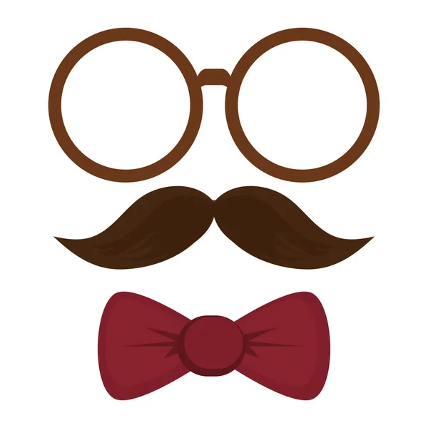 Round frame mustache bowtie — Stock Vector