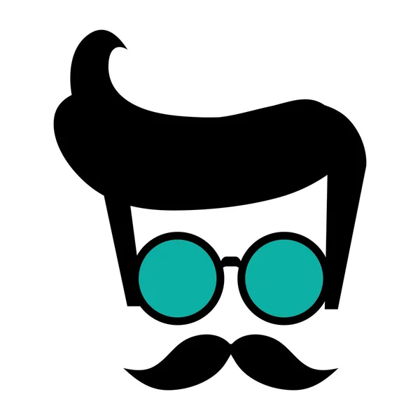 Hair glasses mustache hipster — Stock Vector