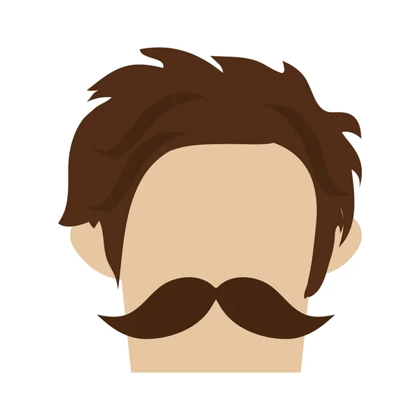 Hipster-Frisur mit Schnurrbart — Stockvektor