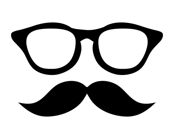 Gafas de montura clásica con bigote — Archivo Imágenes Vectoriales