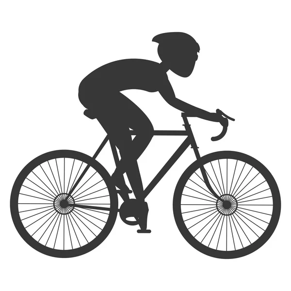 Person silhouette riding a bike — Stock Vector