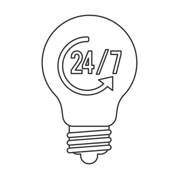 24 7 значок лампочки — стоковый вектор