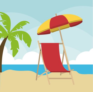 Yaz tasarım. palmiye ağacı ve sandalye simgesi. grafik vektör