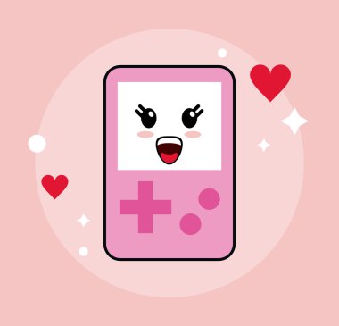 Kawaii simgesi. Oyun kontrol karikatür tasarım. Vektör grafiği