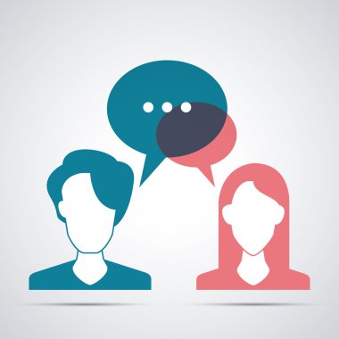 Kişi simgesini çift ile kabarcık. İletişim tasarımı. vektör