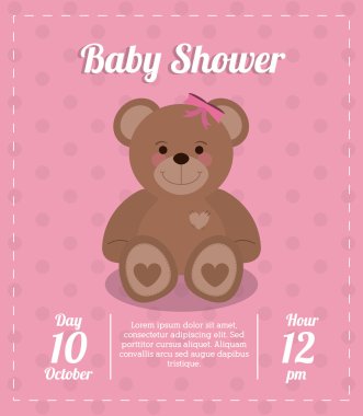 Duş tasarım bebeğim. oyuncak ayı simgesi. vektör grafiği