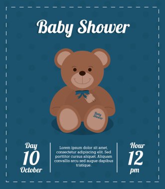 Duş tasarım bebeğim. oyuncak ayı simgesi. vektör grafiği