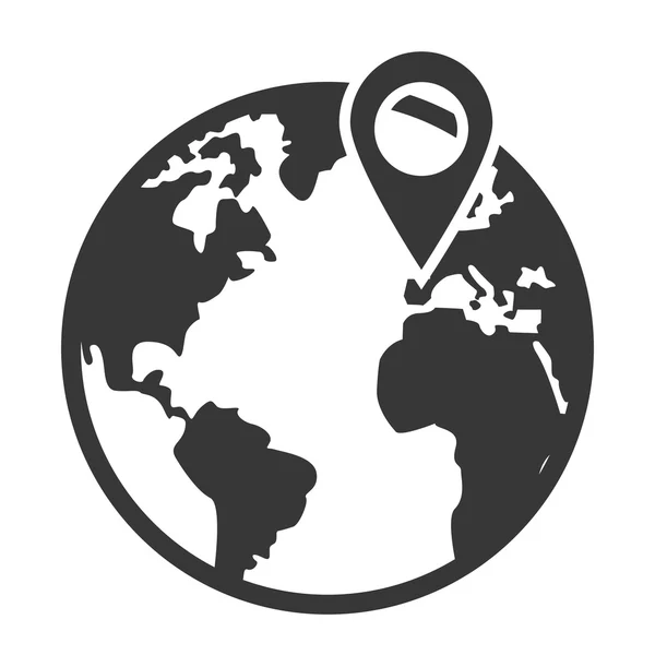 Dünya küre gps PIN simgesiyle — Stok Vektör