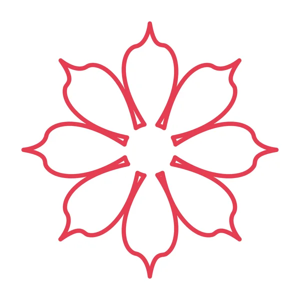 Linea rossa icona fiore — Vettoriale Stock