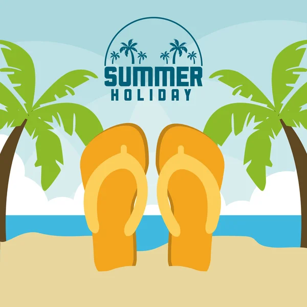 Diseño de verano. sandalias y palmera icono. diseño gráfico — Vector de stock