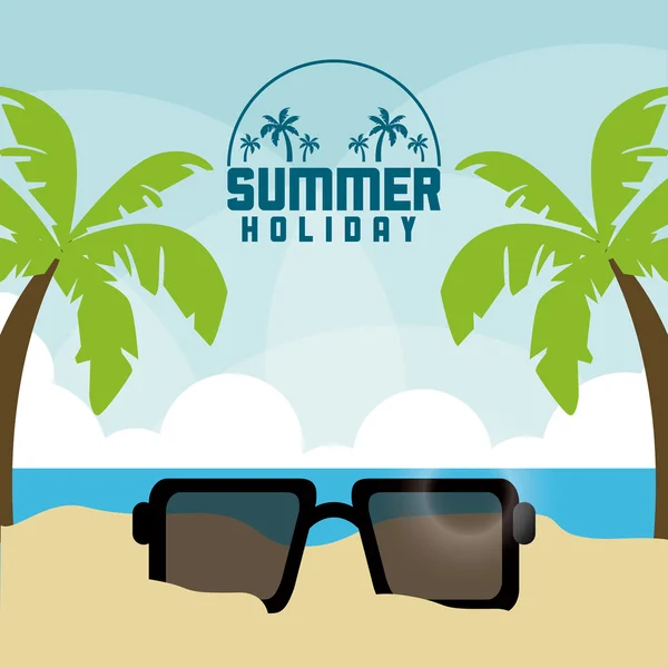 Sommar design. Palm tree och glasögon ikon. grafisk vector — Stock vektor