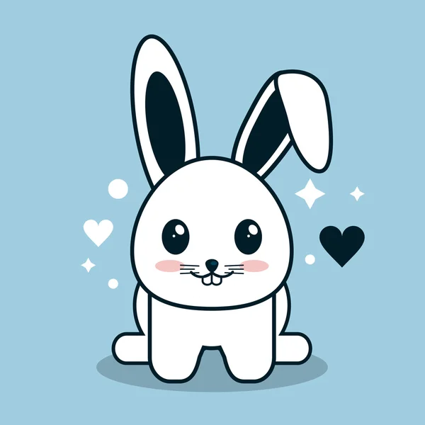 Icono de Kawaii. Diseño de dibujos animados de conejo. Gráfico vectorial — Archivo Imágenes Vectoriales