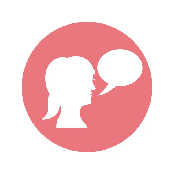Bubble with female person icon. Communication design. vector gra — Stock Vector