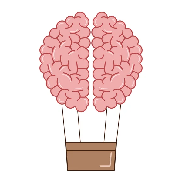 Cerebro humano globo de aire caliente icono — Vector de stock