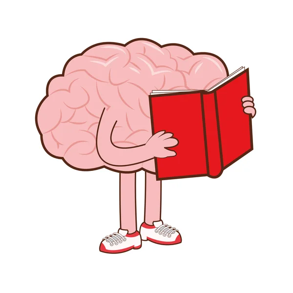 Cerebro humano con icono de libro — Archivo Imágenes Vectoriales