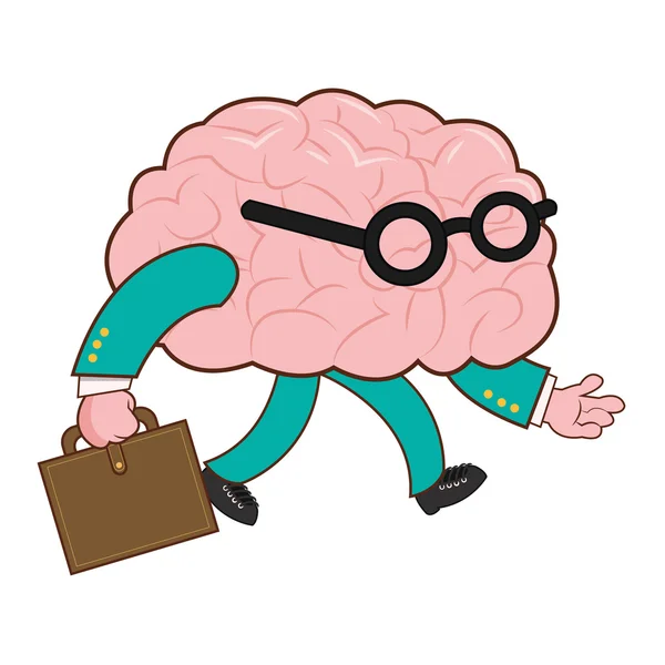 Cerebro humano con icono de maletín — Vector de stock