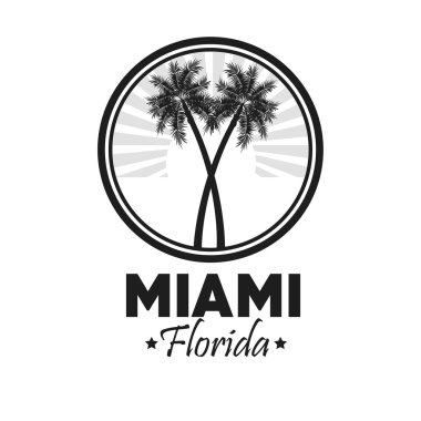 Palmiye ağacı simgesi. Miami Florida tasarım. Vektör grafiği