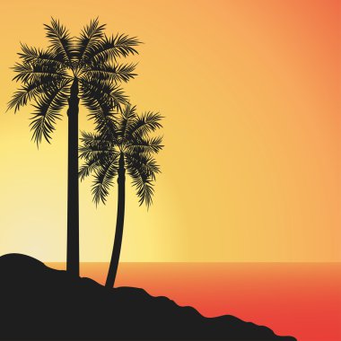 Palmiye ağacı simgesi. Yaz tasarım. Vektör grafiği