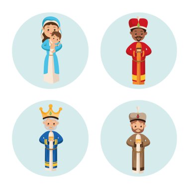 Üç bilge adam simgesi. Mutlu Noeller tasarım. Vektör grafiği