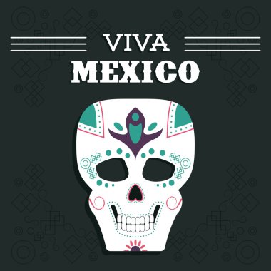 Kafatası simgesi. Meksika kültür. Vektör grafiği